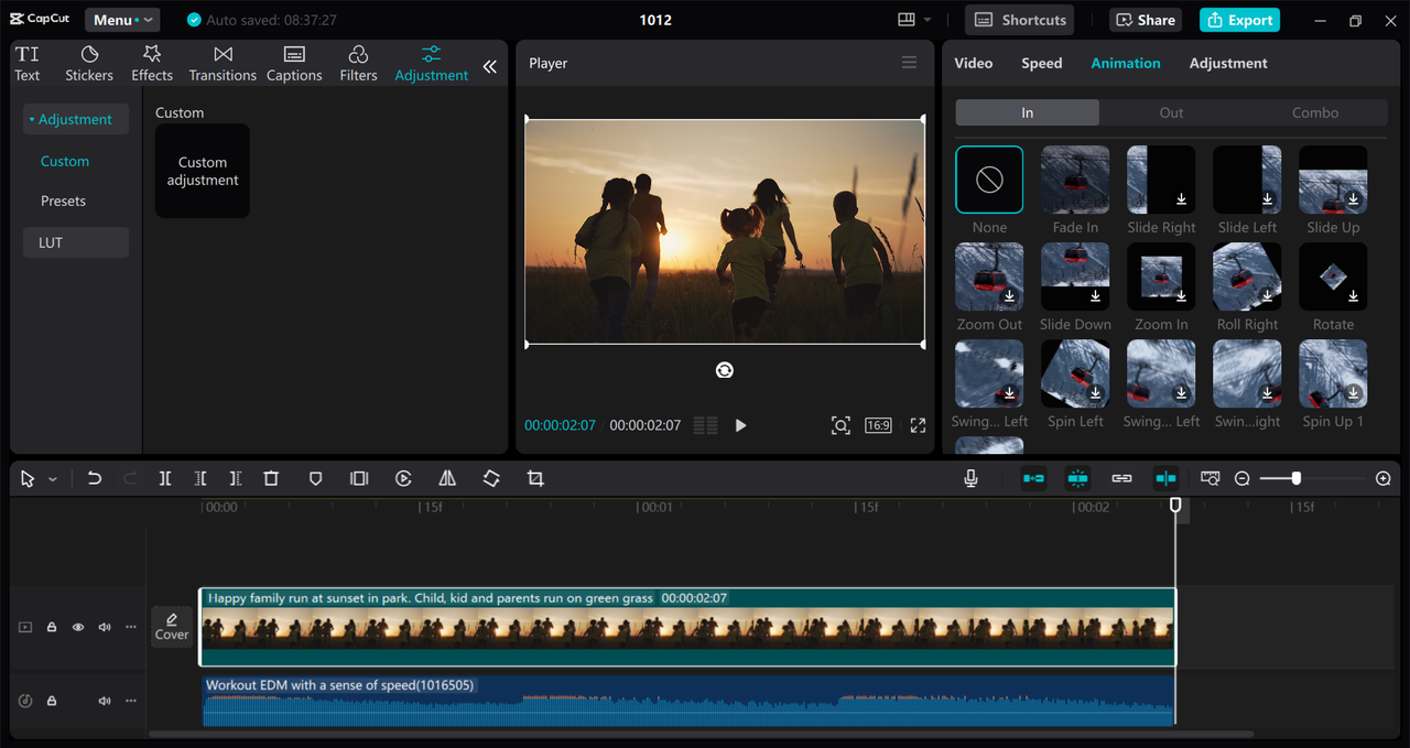 Interface of the CapCut desktop video editor - a quick way to add vignette effects to videos