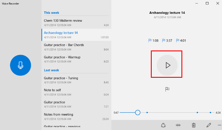 Windows Voice Recorder can record high-quality Audio