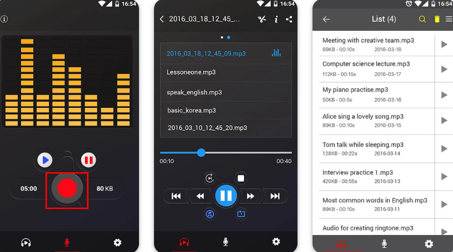 Sound/Voice Recorder is a free app for recording Audio