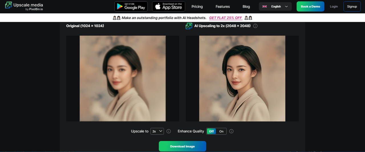 Upscale.media- free HD photo enhancer 