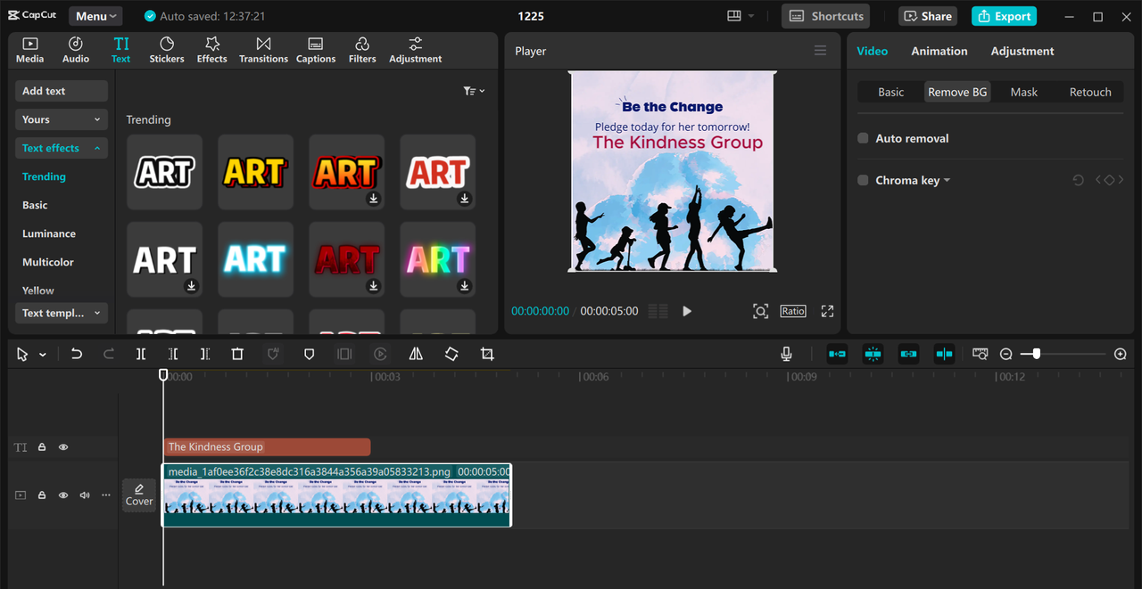 Interface of the CapCut desktop video editor - an ideal tool for creating cool ad posters