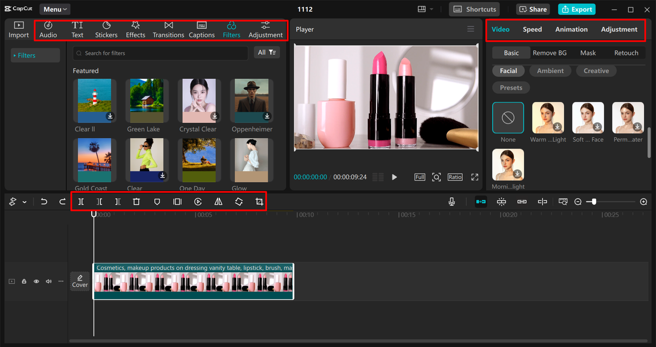 Creating a professional ad by using different tools in the CapCut desktop video editor 