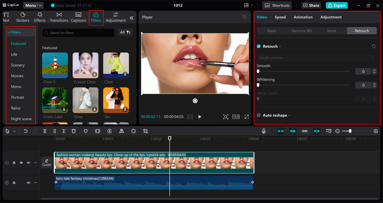 Editing the advertisement video in the CapCut desktop video editor