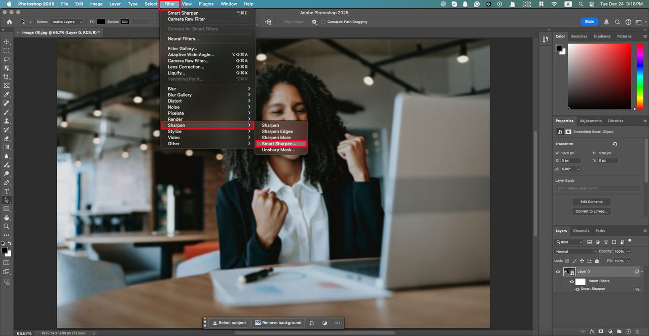 how to fix a blurry picture photoshop with Smart Sharpen