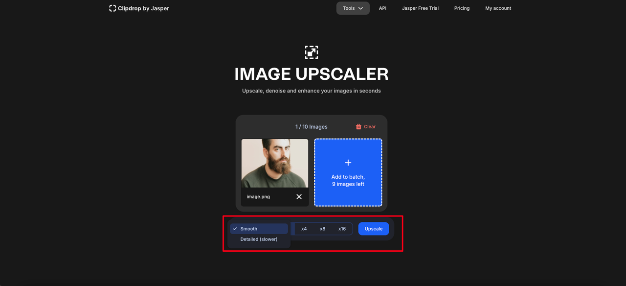 clip drop image upscaler