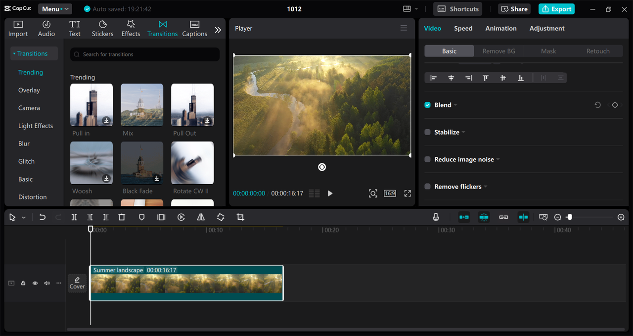 Interface of the CapCut desktop video editor - a quick way to make and enhance new ads