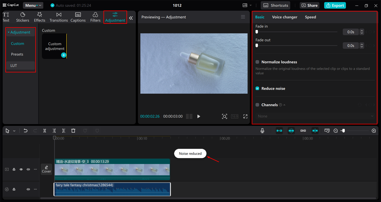 Editing the video ad in the CapCut desktop video editor