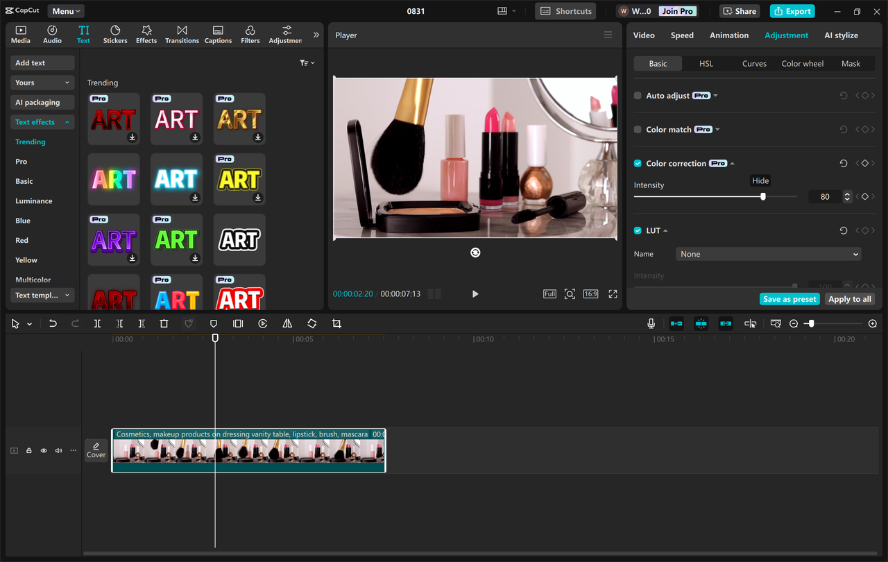  Interface of the CapCut desktop video editor - a quick way to edit and enhance ads