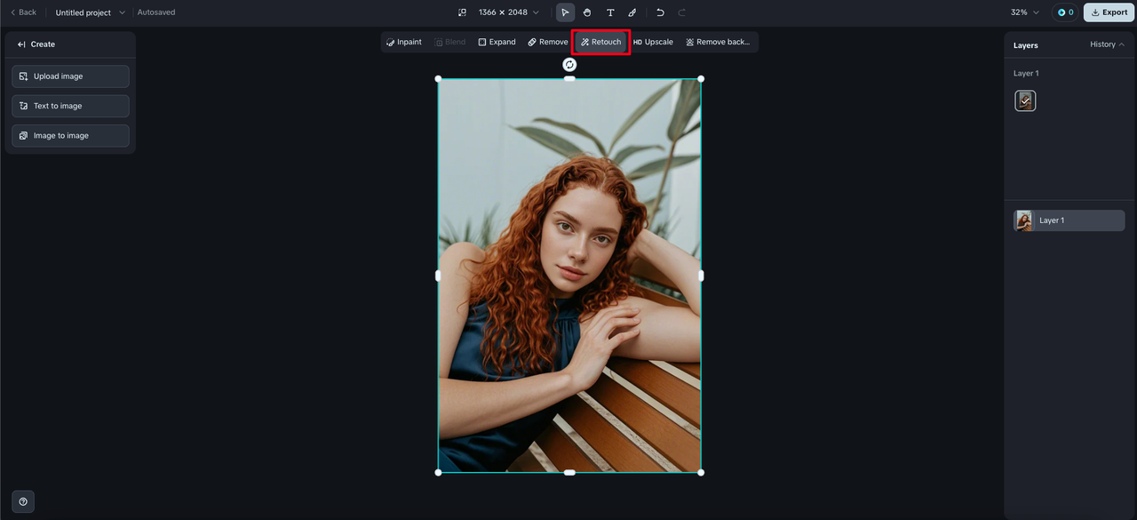 use Retouch tool to unblur pictures online