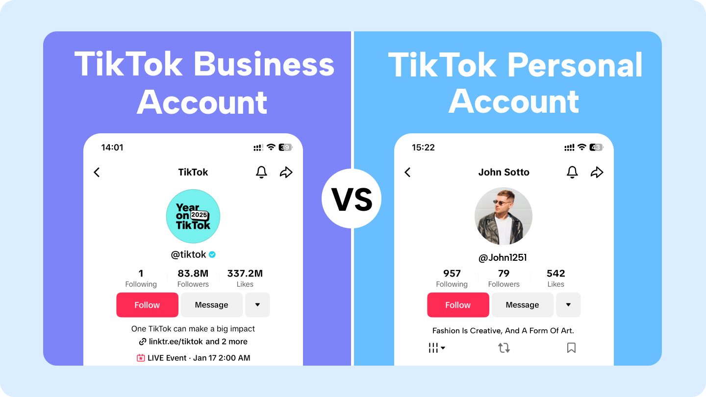 бизнес-аккаунт в тиктоке vs личный аккаунт