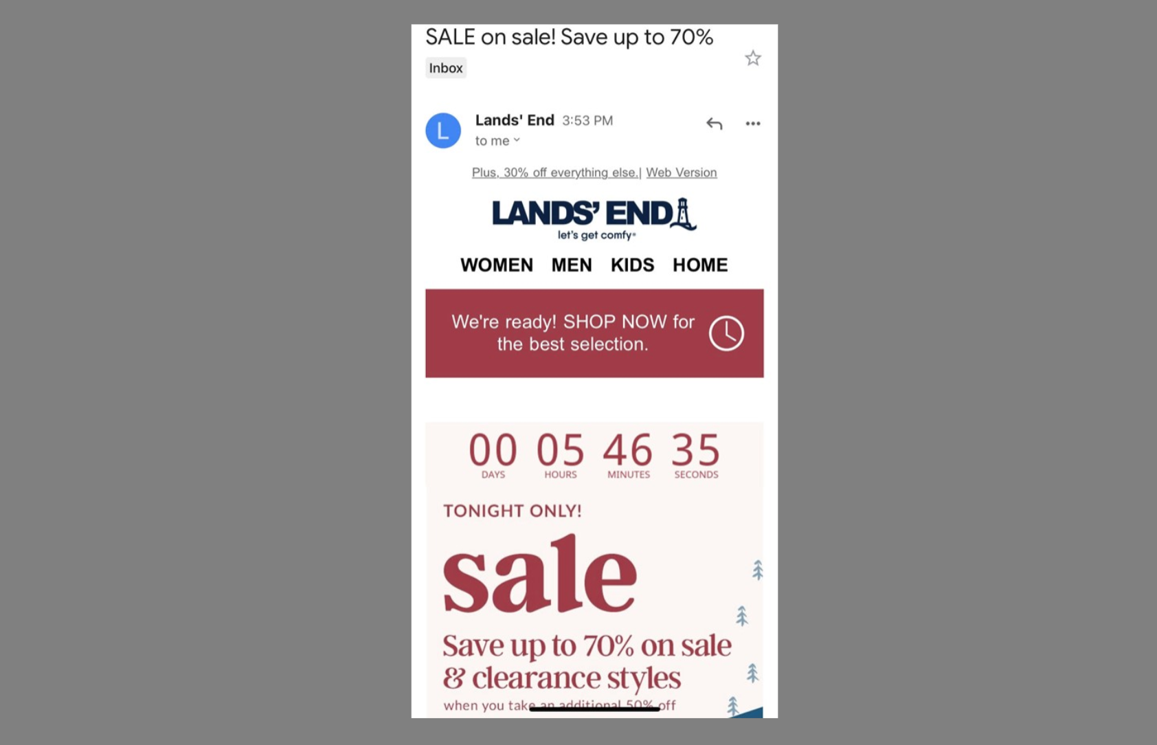 Example of flash countdown sale