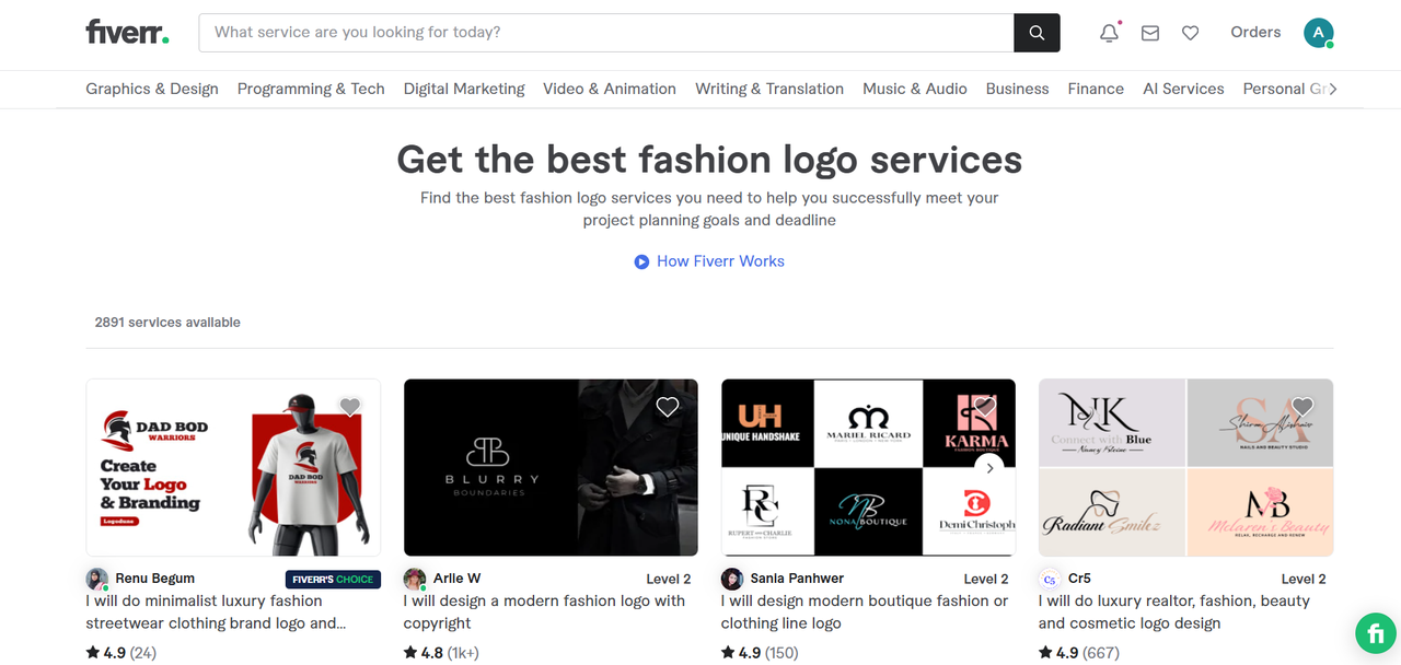 Various designers availble on Fiverr