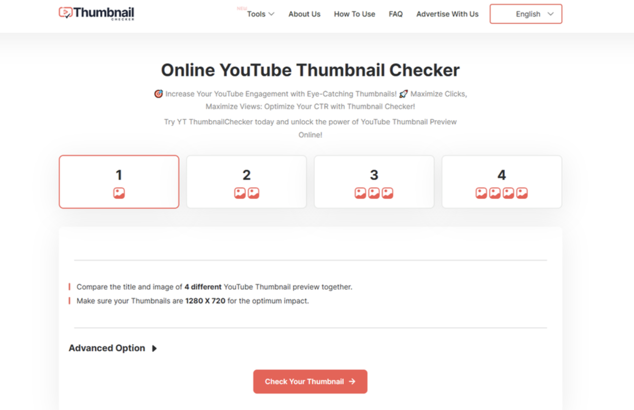 Interface of Thumbnail checker - a quick way to check YouTube thumbnails