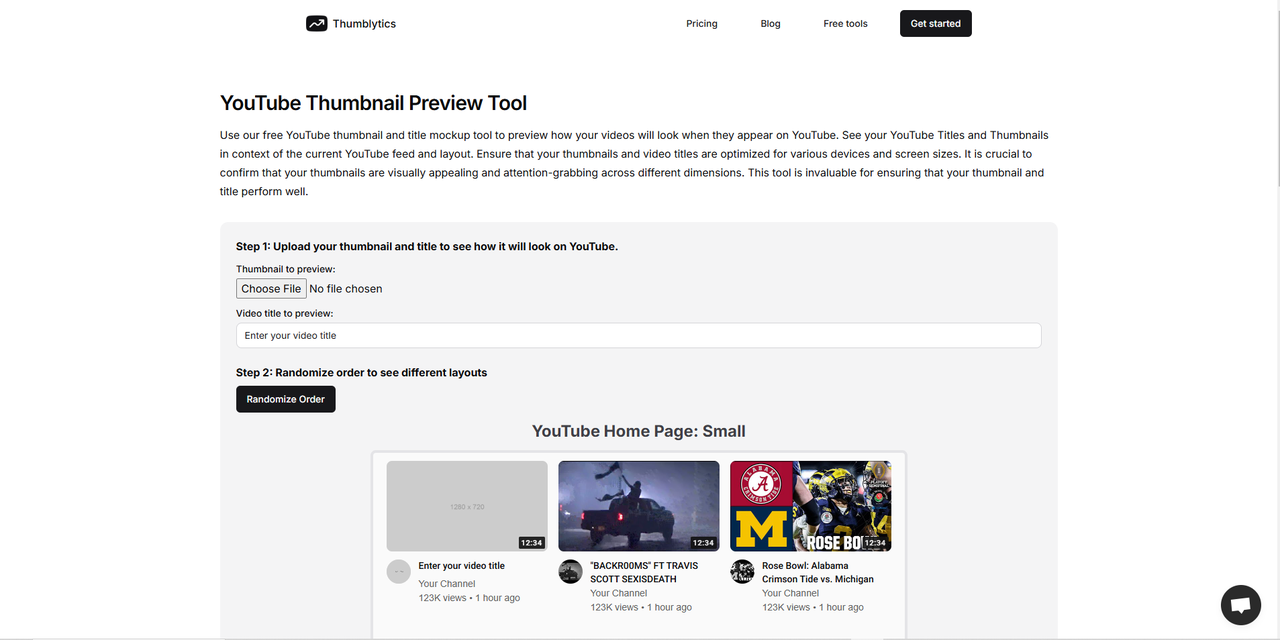 Interface of Thumblytics - the most effective YouTube thumbnail checker