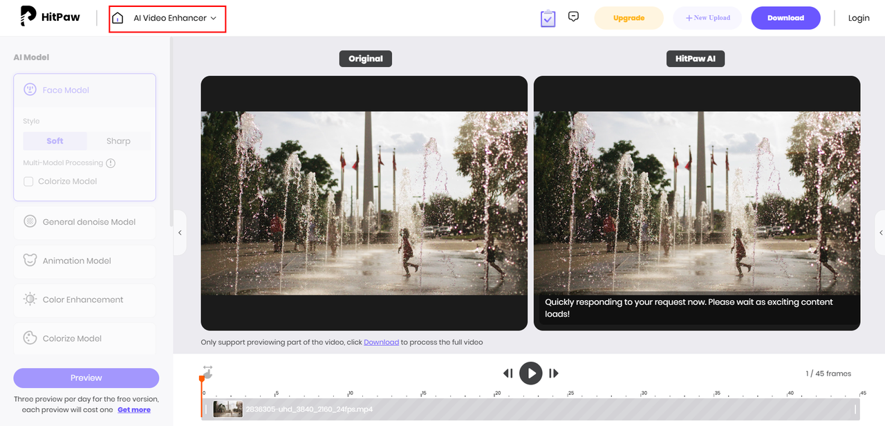 Hitpaw Online is an AI tool for enhancing the quality of videos