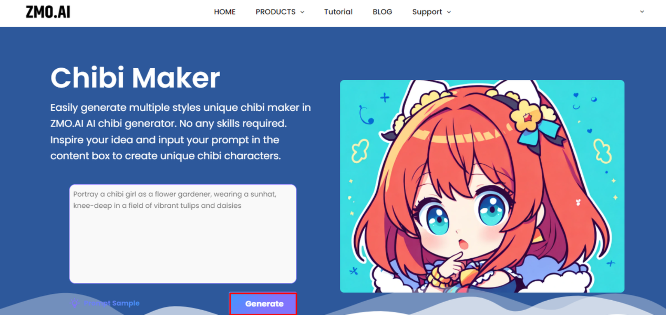 Interface of ZMO.AI - an effective online photo-to-chibi converter