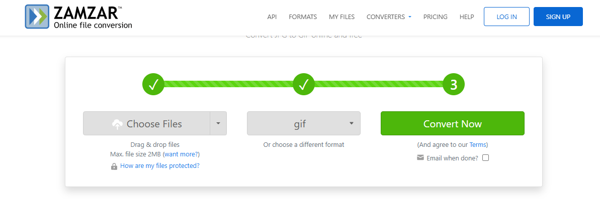 Convert PNG to GIF using Zamzar