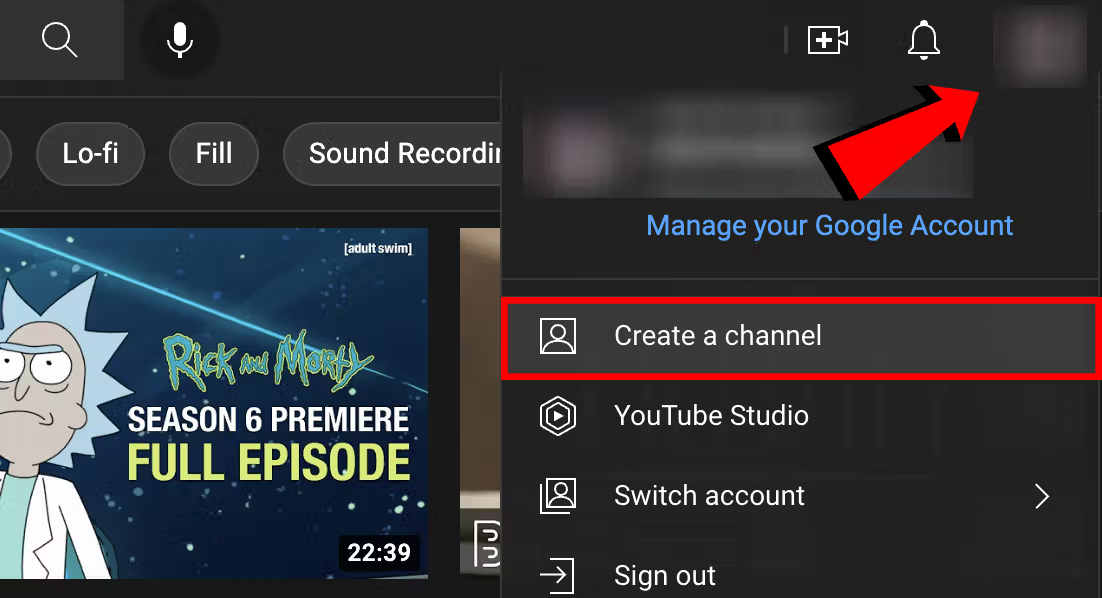 Bild, das zeigt, wie man einen Kanal für Musikwerbung auf YouTube erstellt