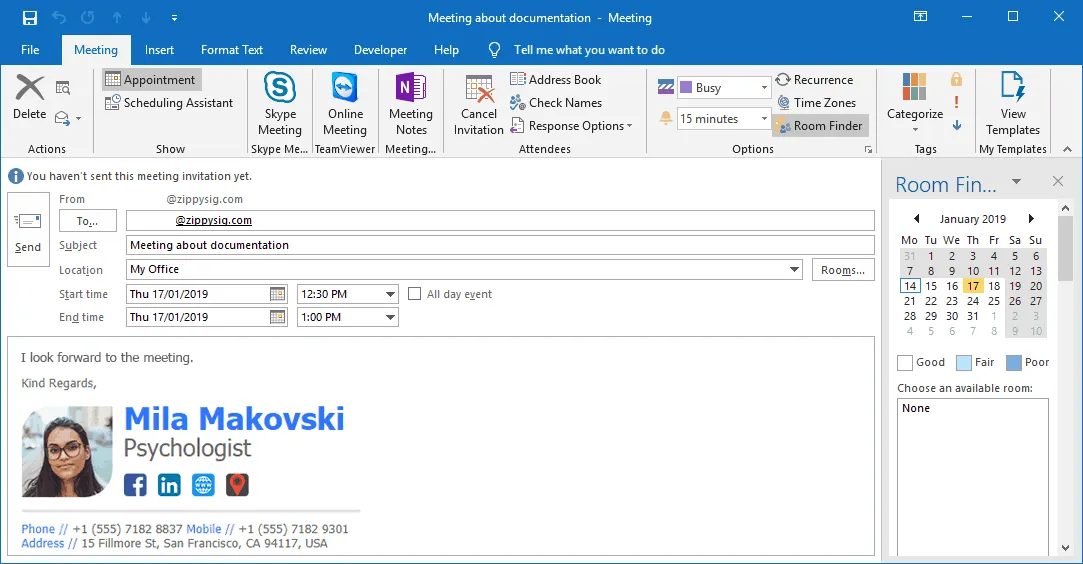 Bloque de firma en Outlook