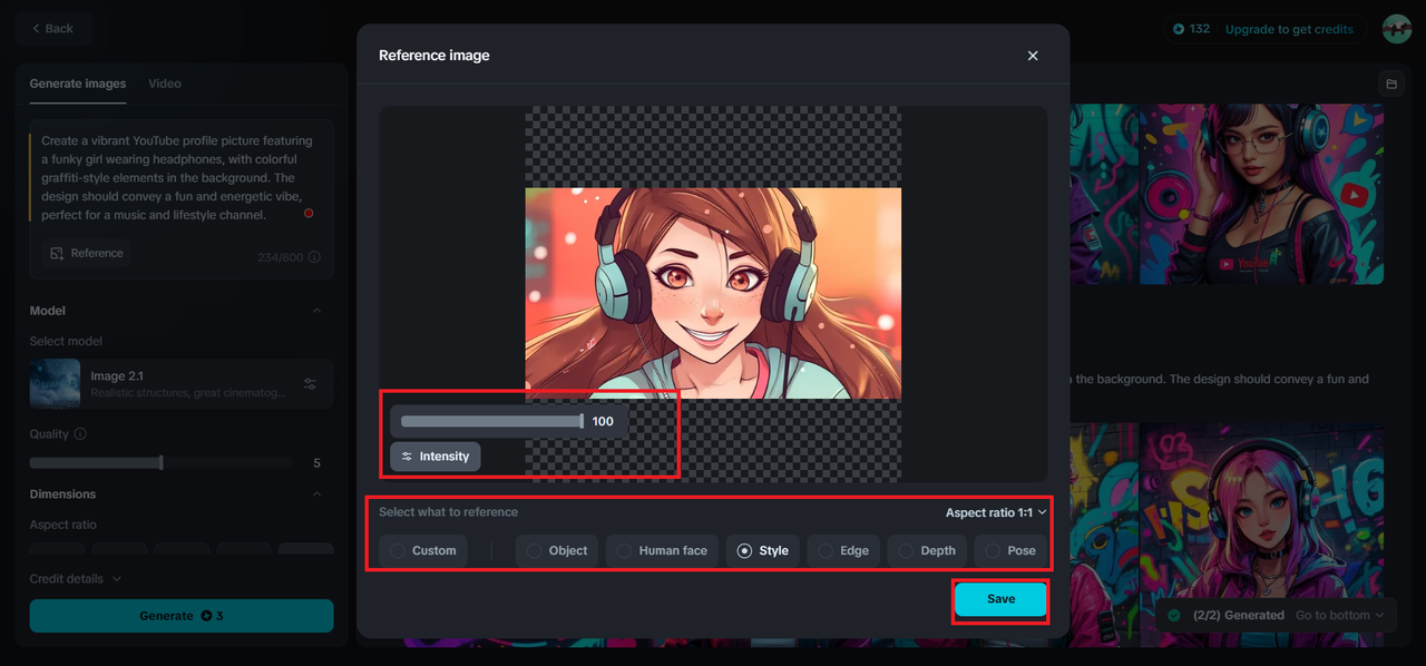Adjust the settings of your reference photo
