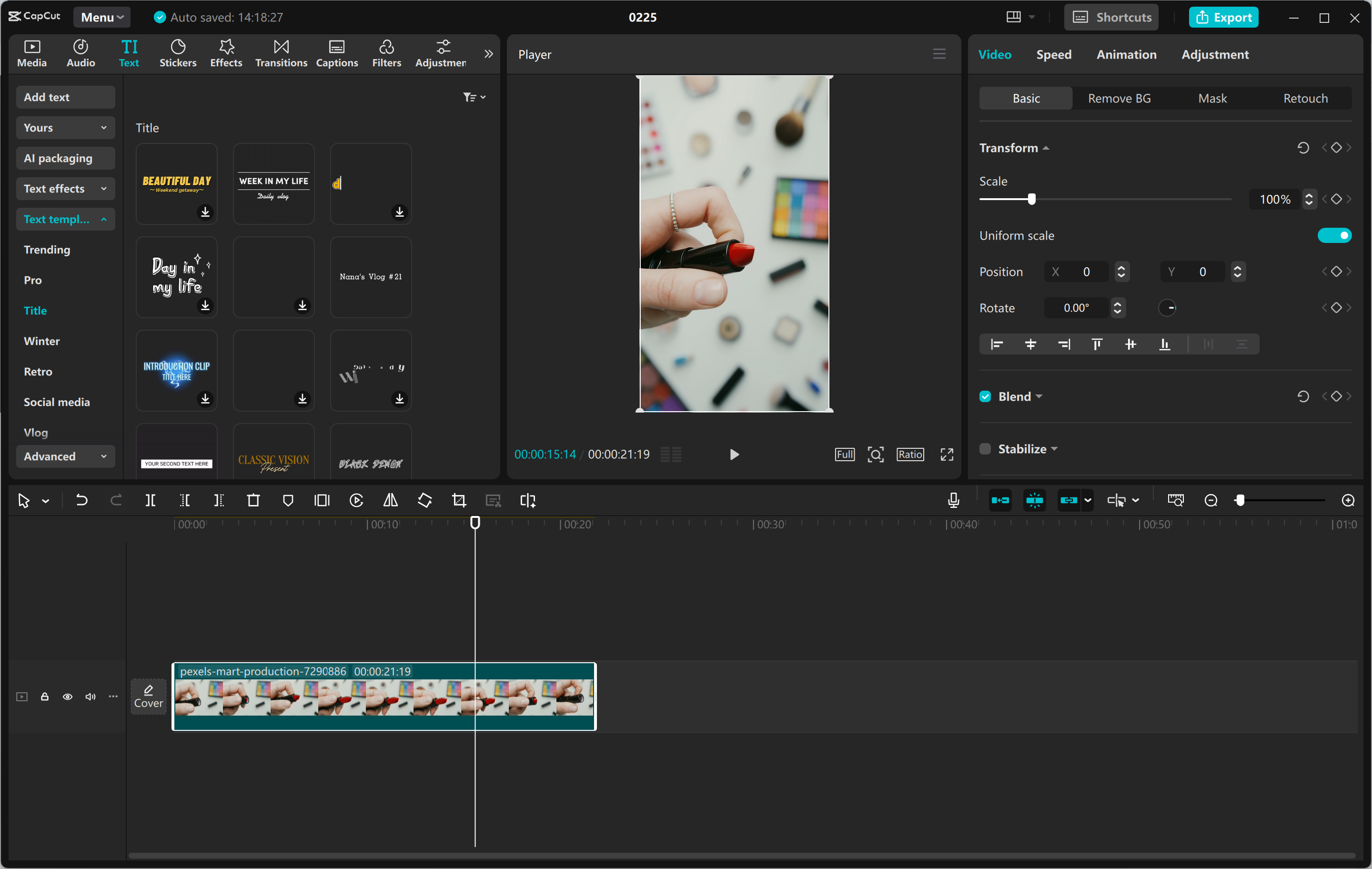 The interface of CapCut desktop video editor - one of the best free reel makers