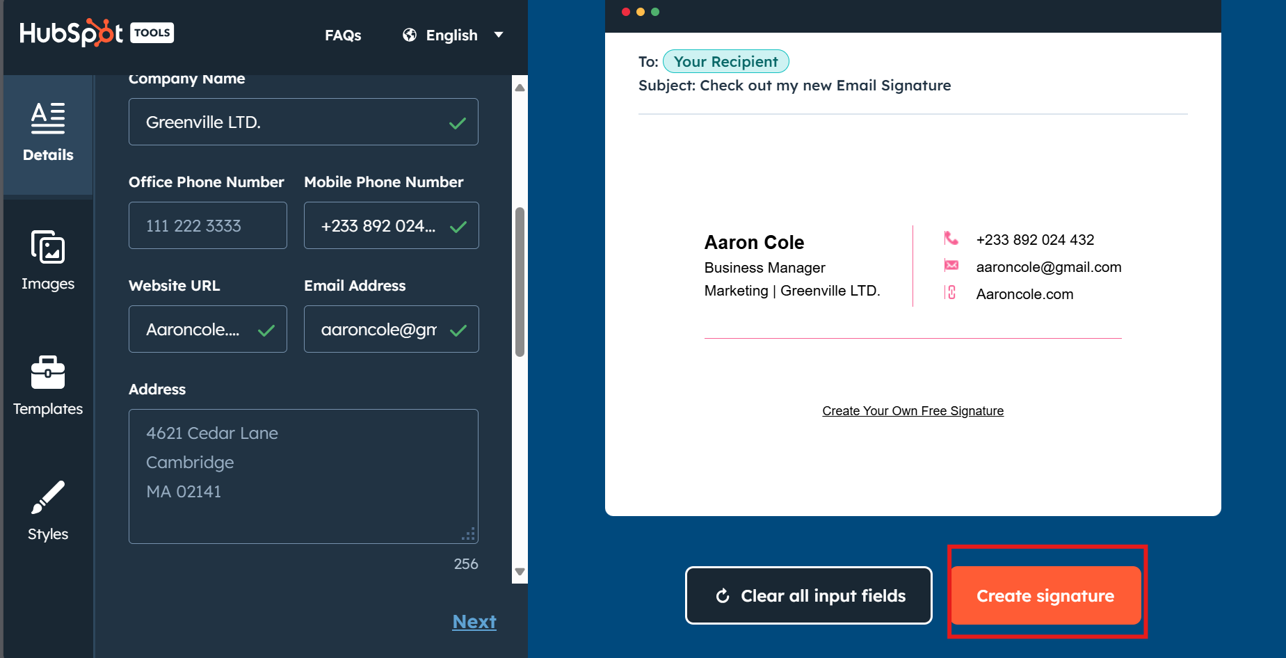 Bewaar en pas HubSpot handtekening e-mail toe
