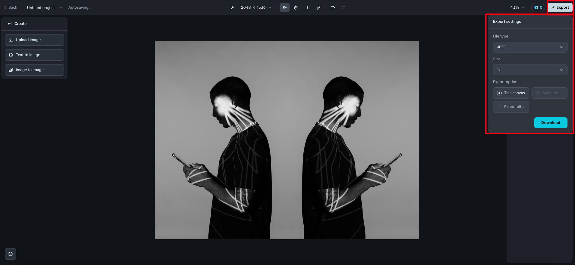 Unduh gambar cermin yang diedit
