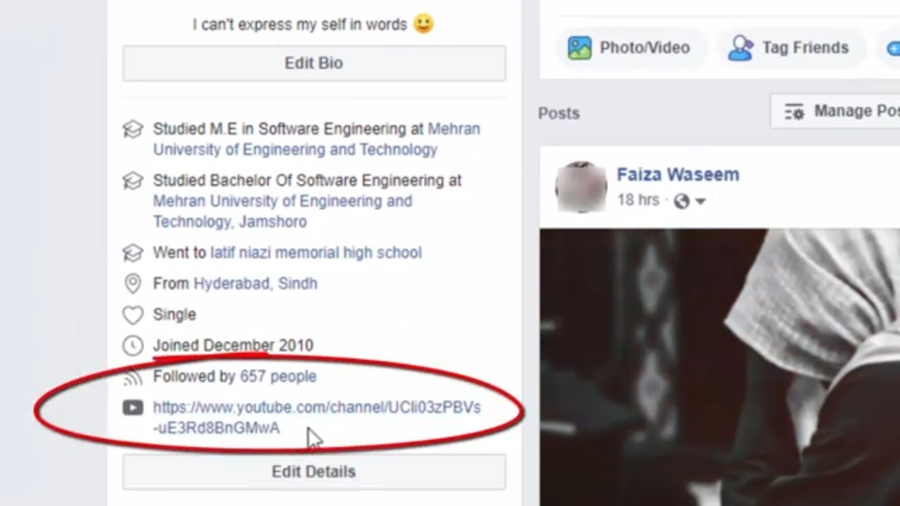 YouTube kanalını Facebook 'ta tanıtmak için Hakkında bölümüne bir bağlantı ekleme