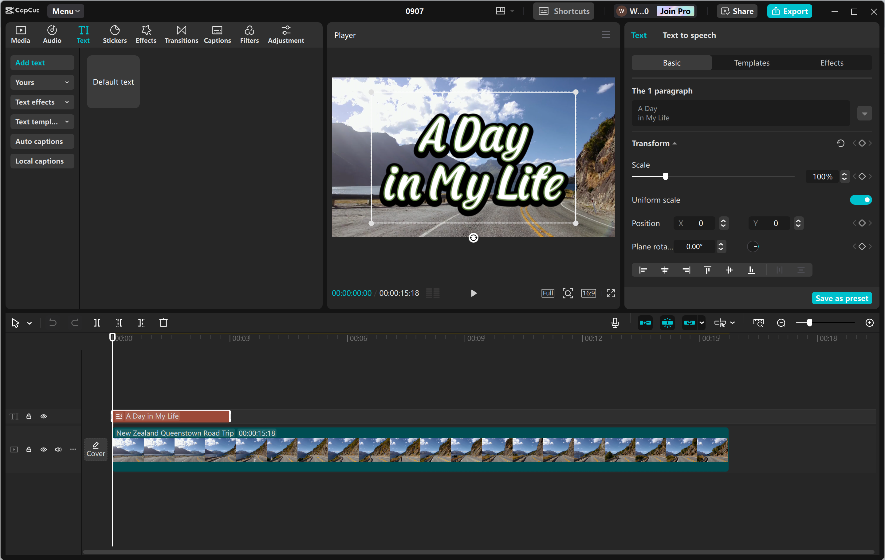 Interface do editor de vídeo para desktop CapCut - a ferramenta perfeita para adicionar texto aos vídeos