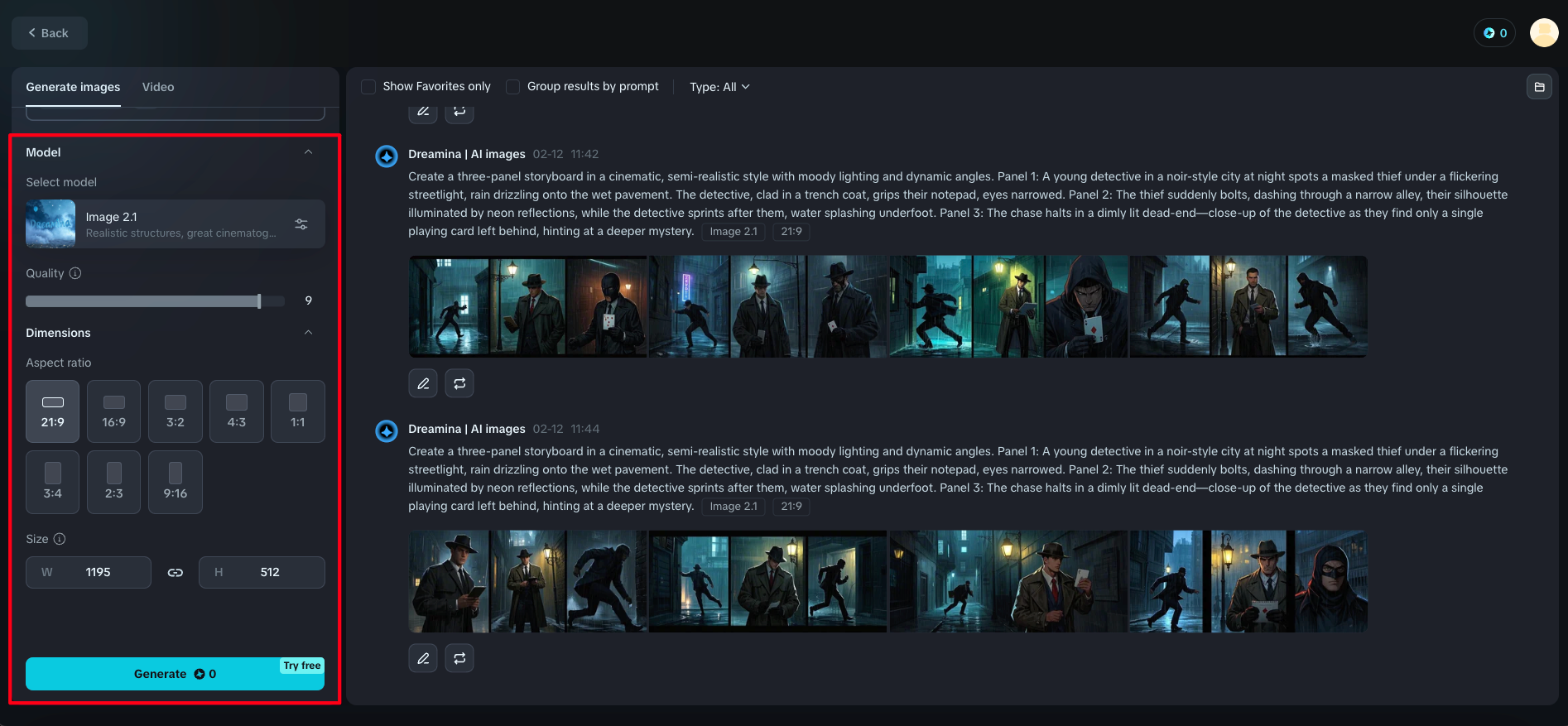 Dreamina story board creator free generation