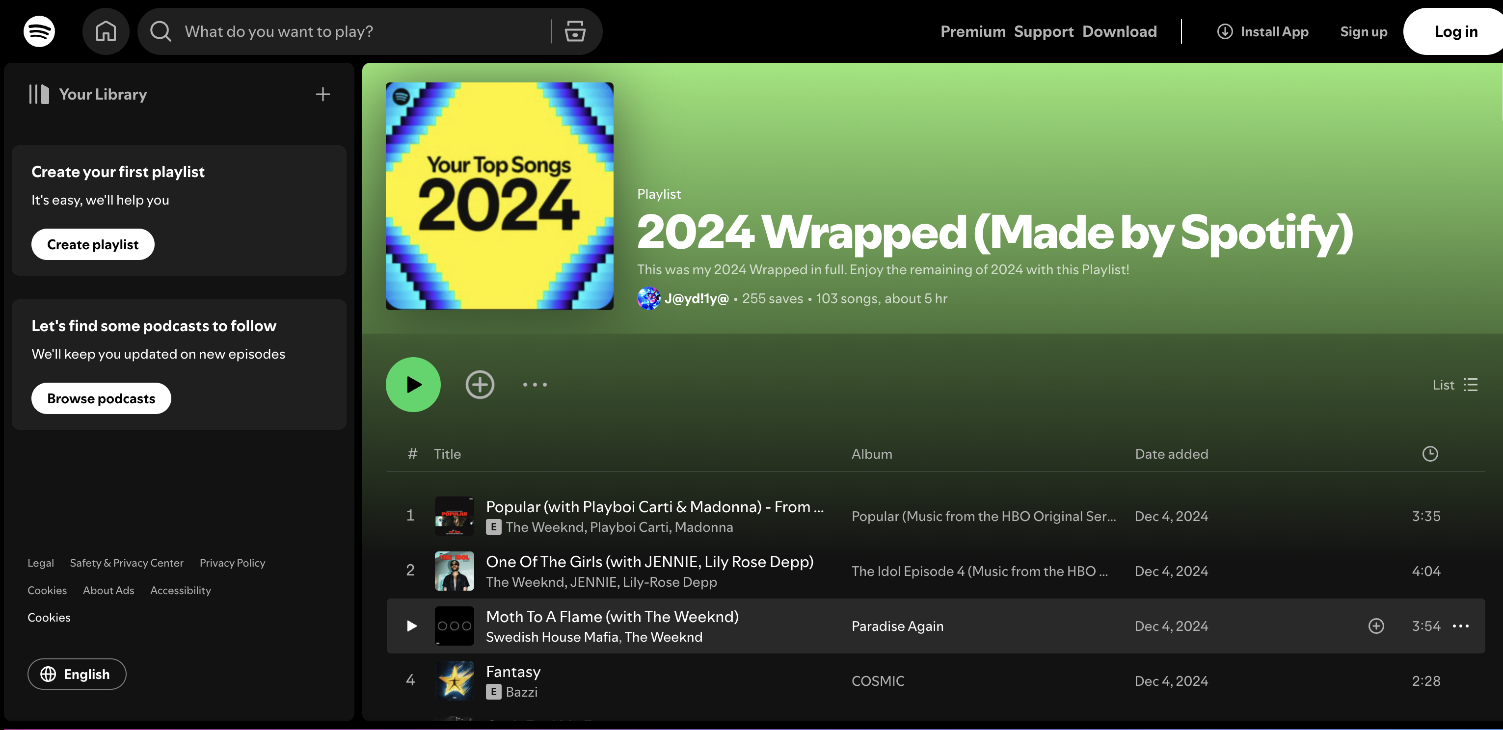 Spotify avvolto sul desktop