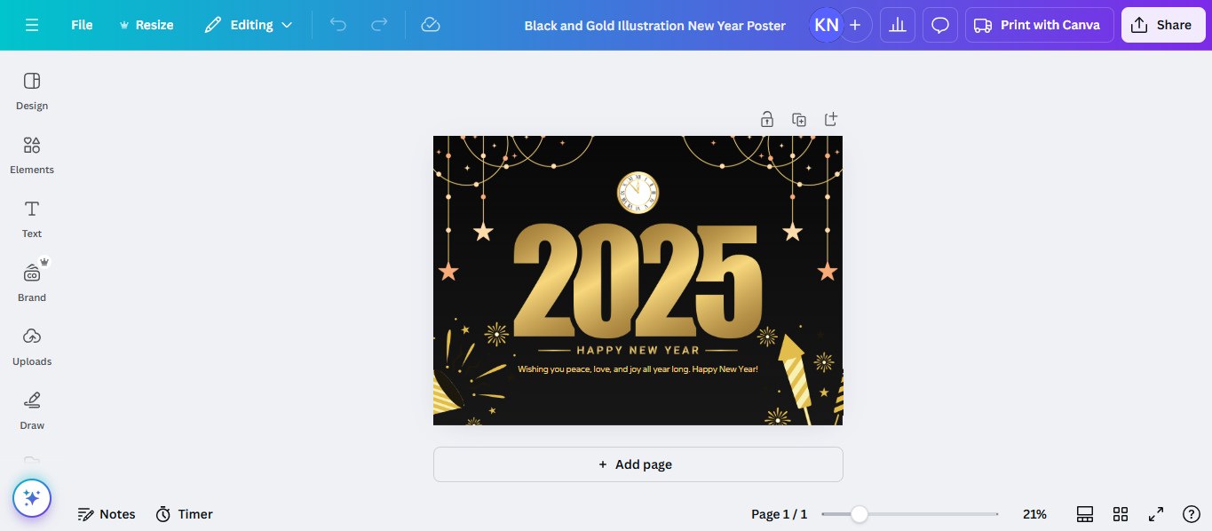 Zrób plakat noworoczny w Canva