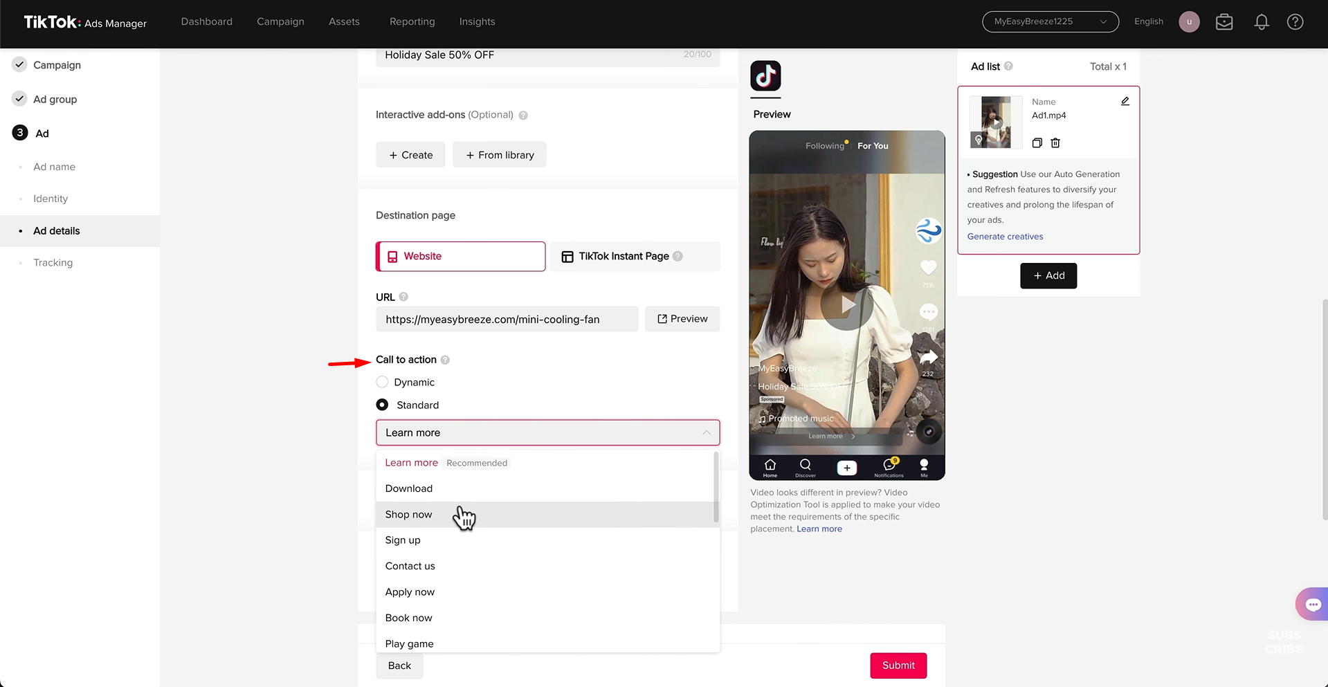 Imagen que muestra cómo incluir CTA para un buen CTR Tiktok