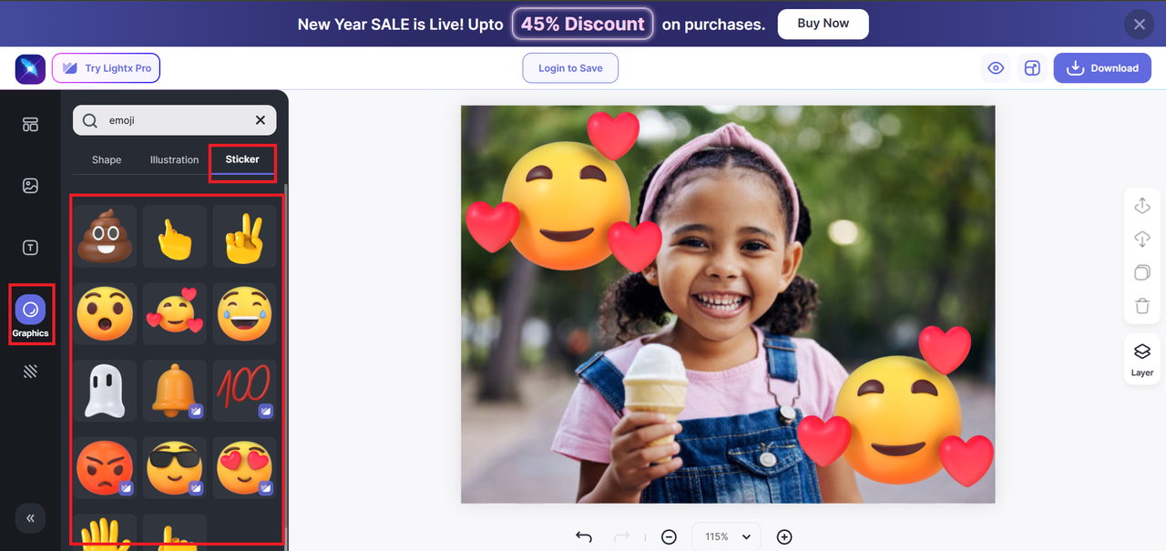 Select & add emojis from stickers