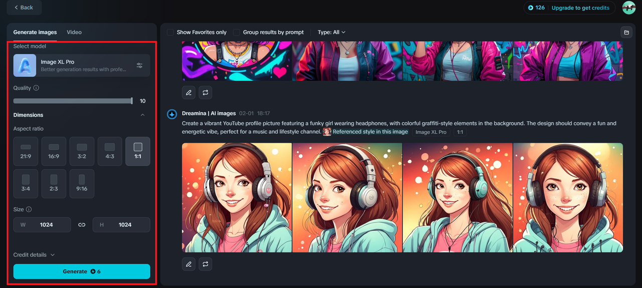 Generate AI profile picture for YouTube