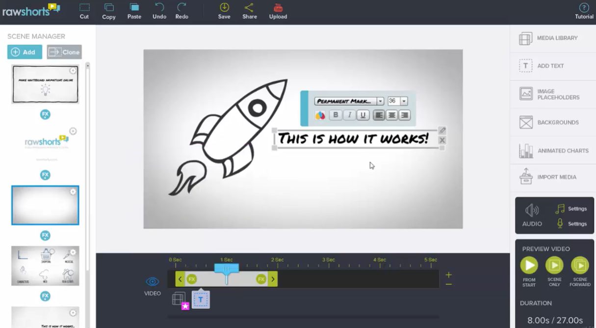 RawShorts : un simple créateur de vidéos explicatives d'animation sur tableau blanc