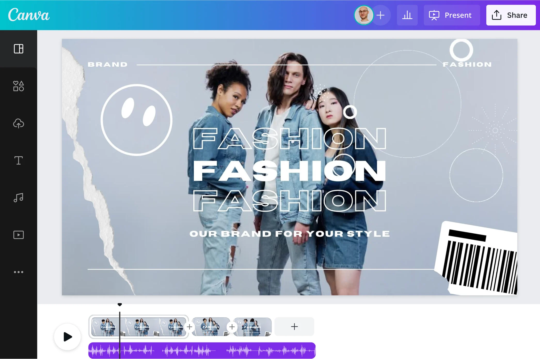 Interfaz de Canva - el mejor creador de videos promocionales