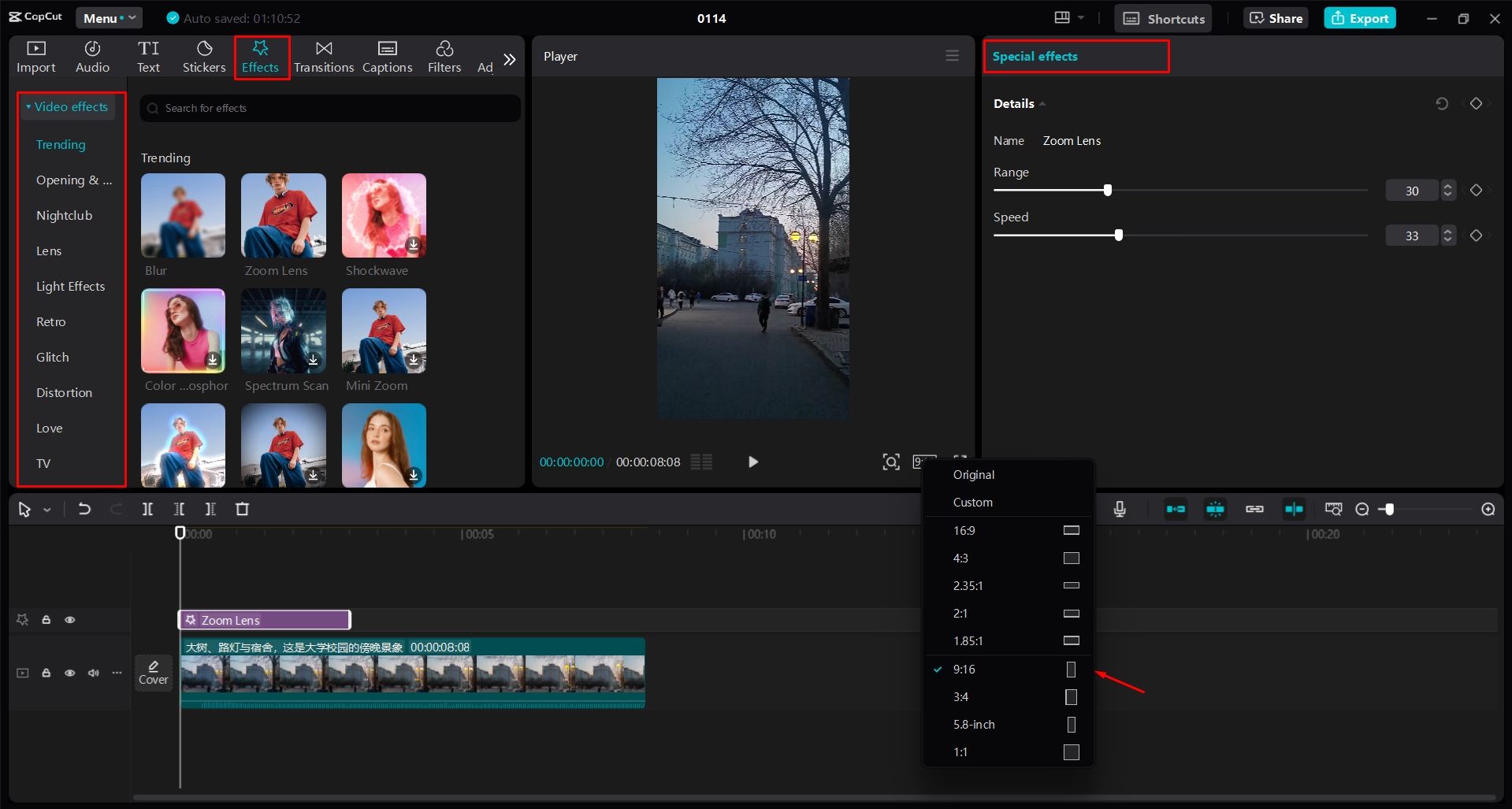 Mengedit dan meningkatkan video pendek di CapCut editor video desktop