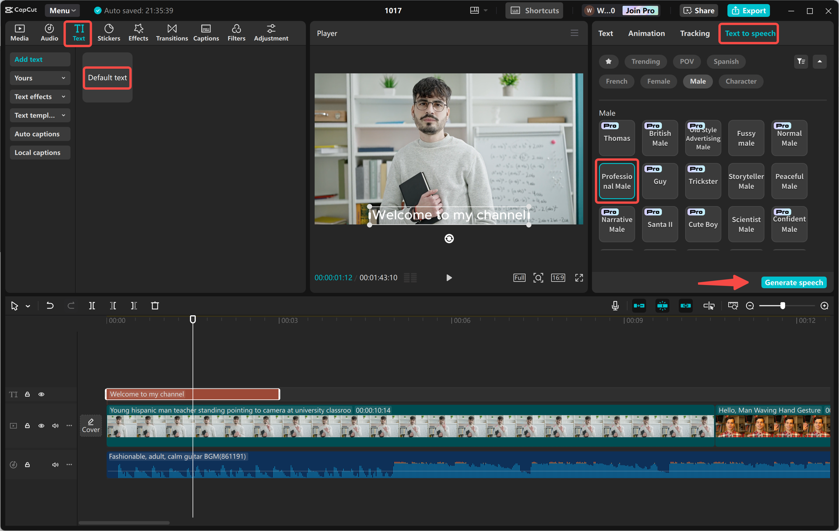 Hinzufügen und Anpassen von KI-Stimmen zu Videos im CapCut Desktop-Video-Editor