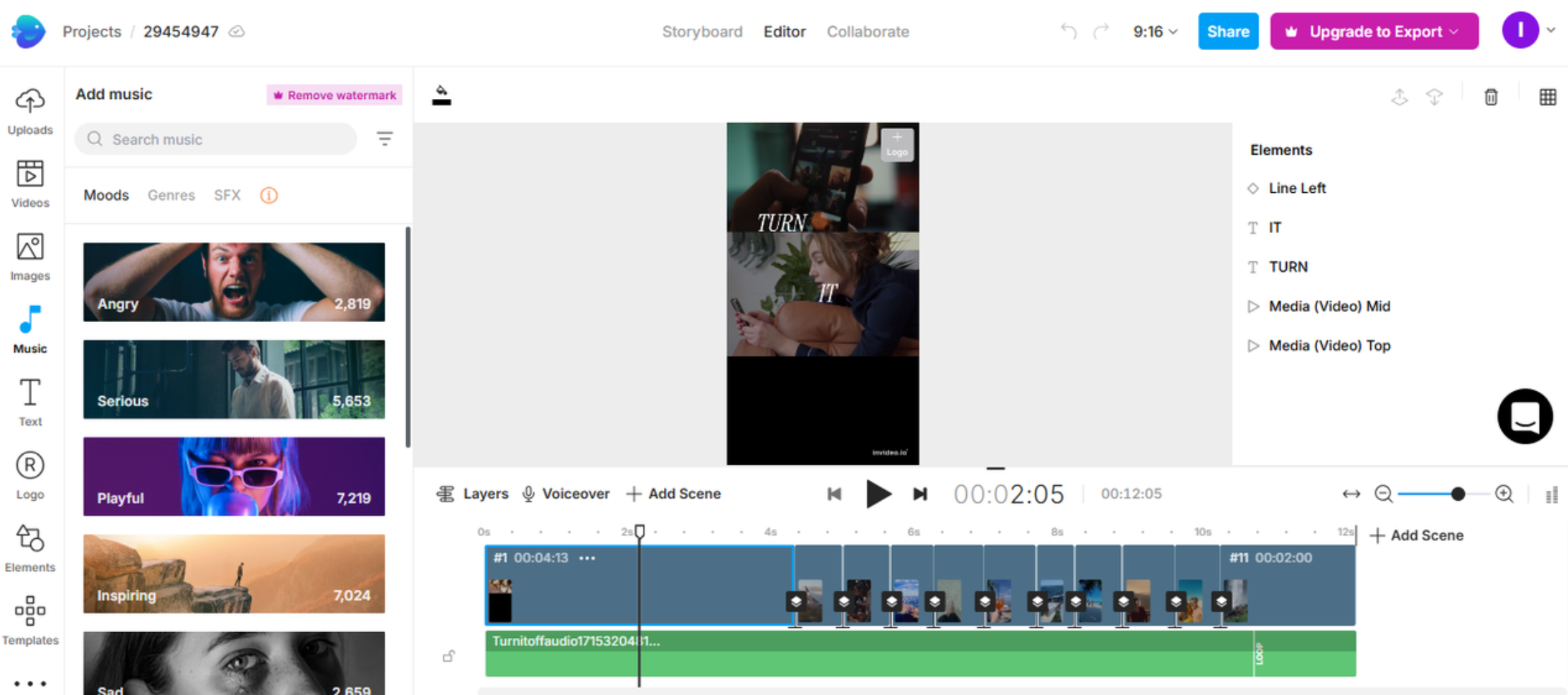 Interface of InVideo.IO -  a popular Instagram reel maker for free