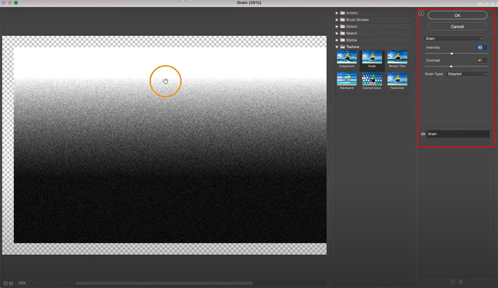 Using the grain effect in Adobe Illustrator