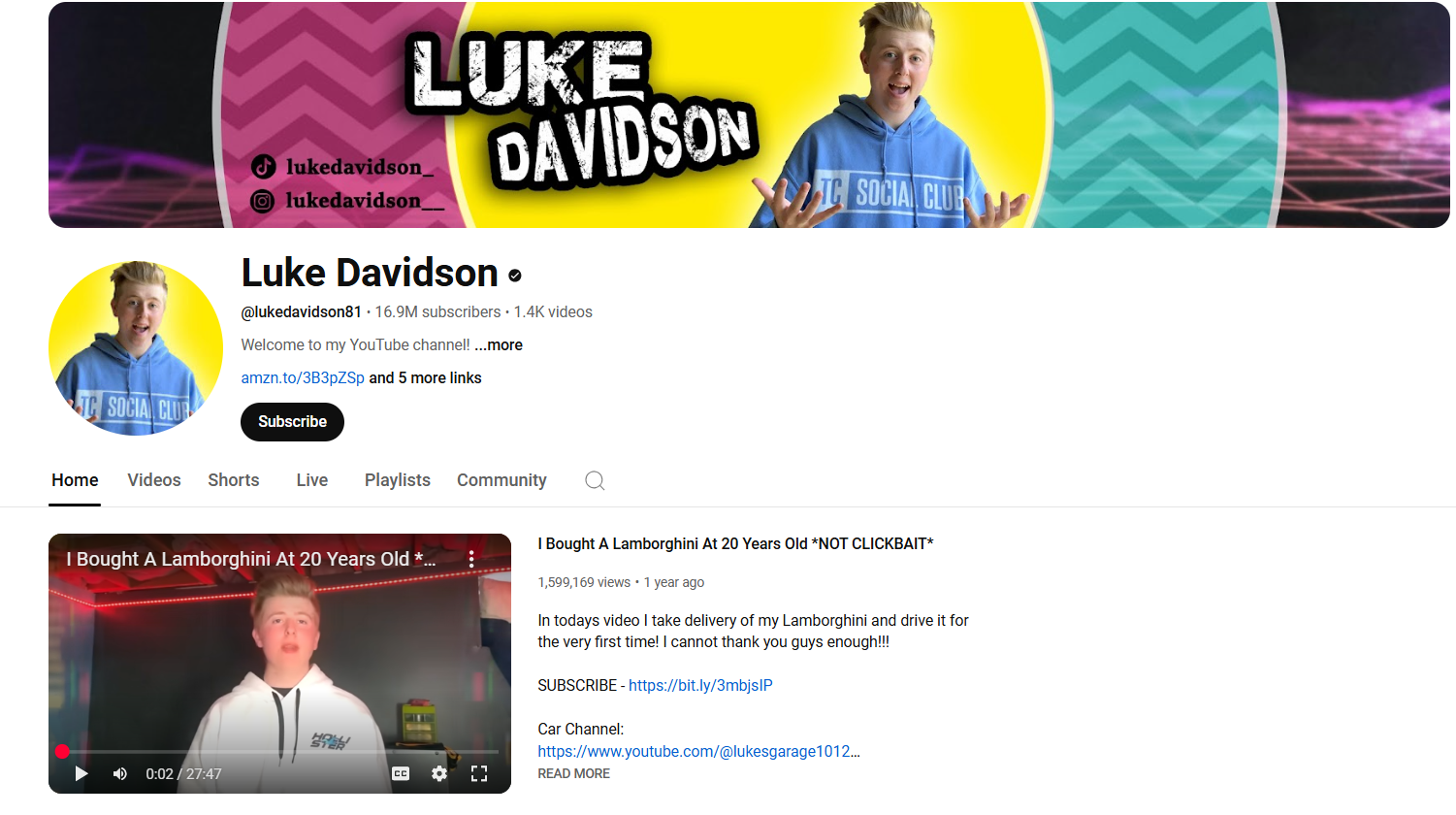 Luke Davidson - Canal engraçado do YouTube