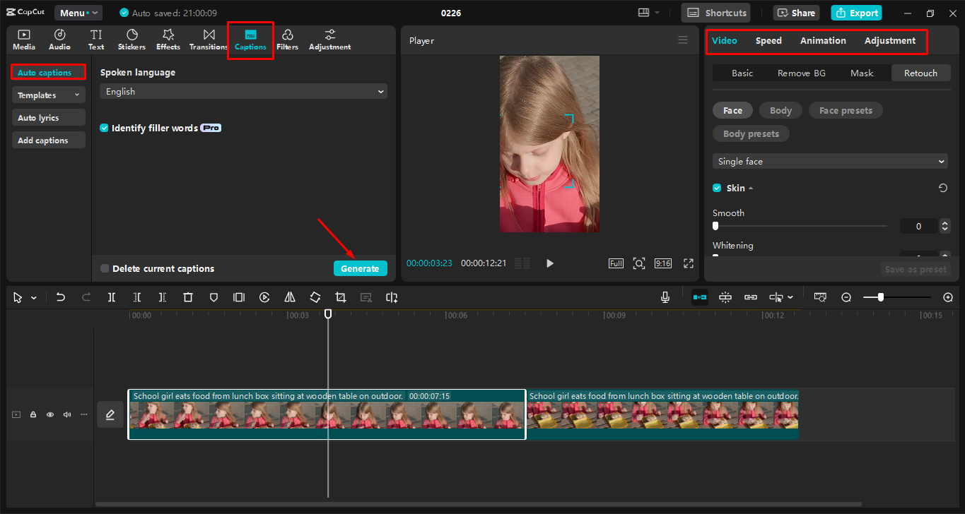 Editando el video de TikTok en el CapCut editor de video de escritorio