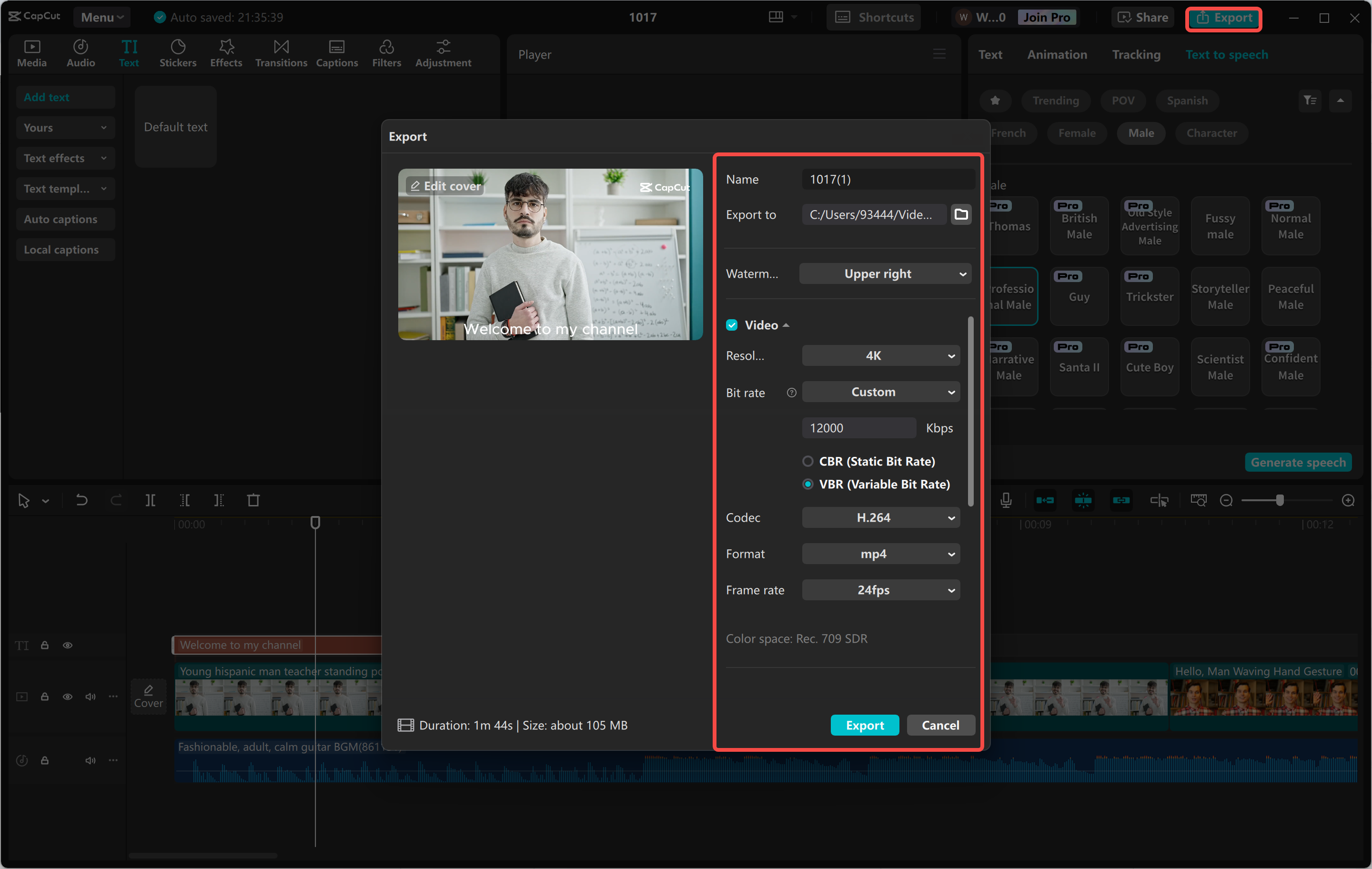 Exportieren eines Videos aus dem CapCut Desktop-Video-Editor