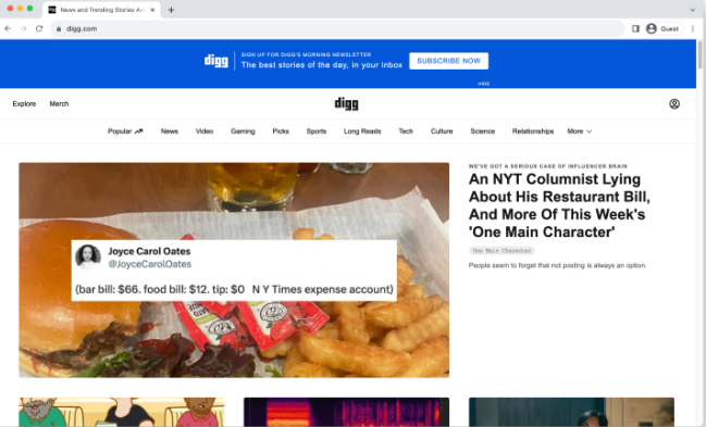 Interfaccia di Dig - un luogo user-friendly per promuovere i video di YouTube