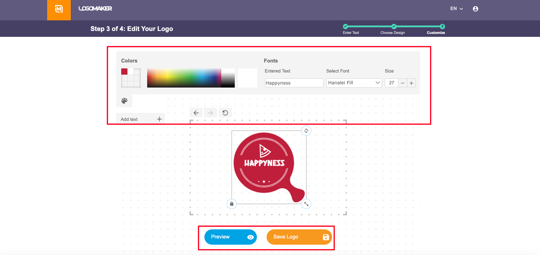 Customize and save your design