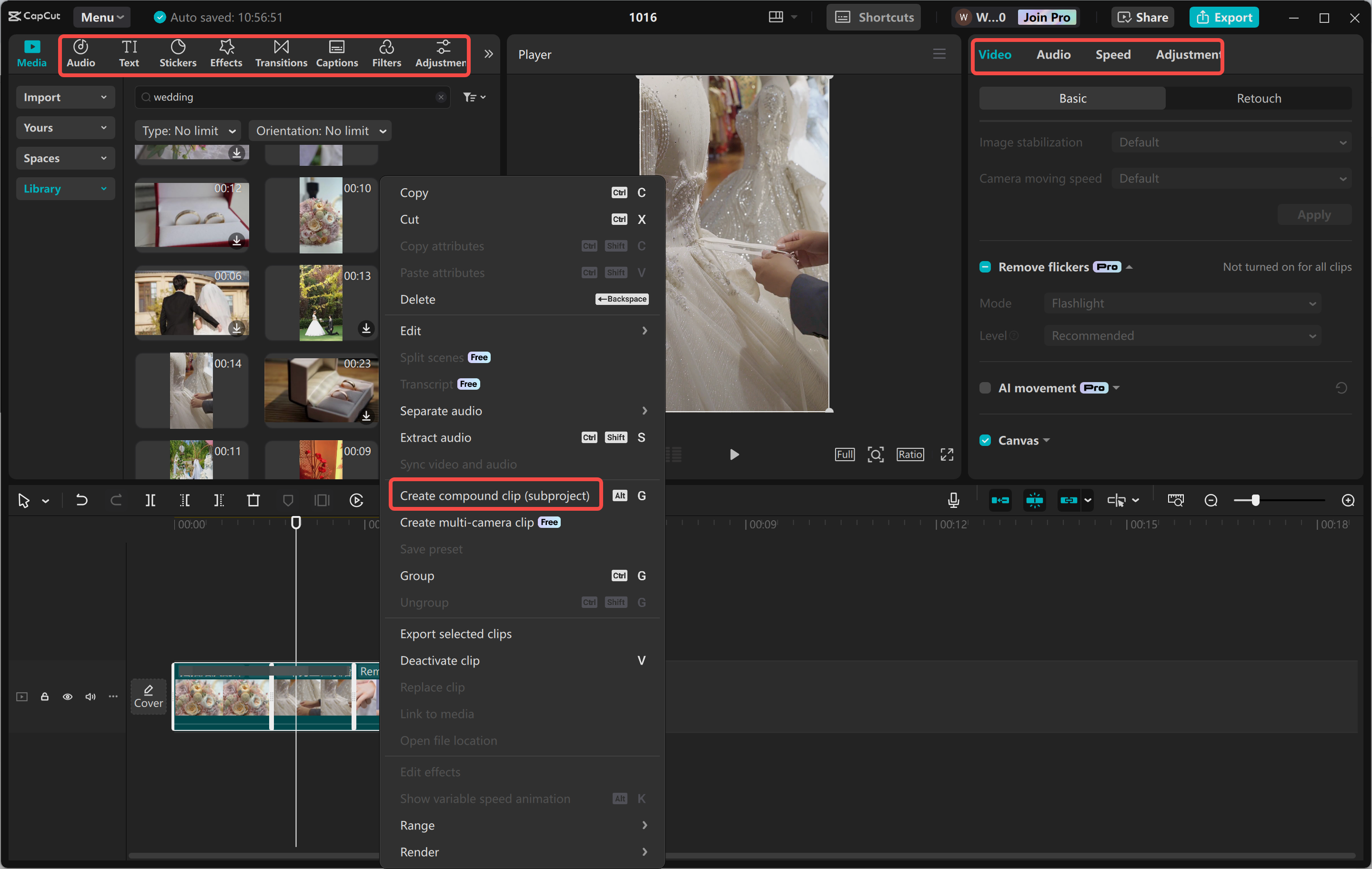 Fusión de varios videos en el CapCut editor de video de escritorio