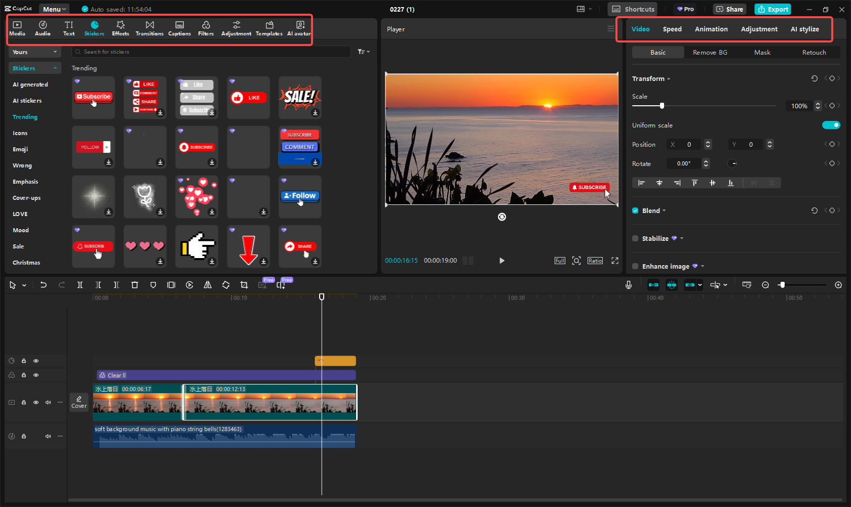Sesuaikan videonya