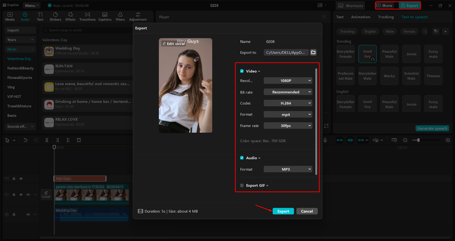Mengekspor video dari editor video desktop CapCut