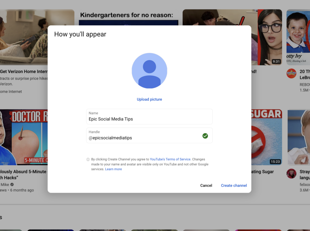 Bild zum Anpassen eines Kanals für Musikwerbung auf YouTube